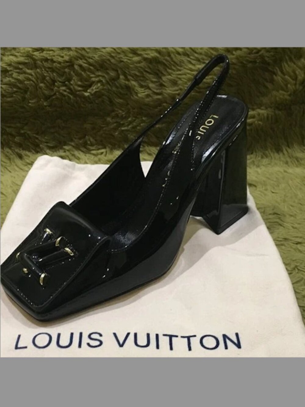 Louis Vuitton Patent Calfskin Shake Slingback Pumps Black SZ 36EU